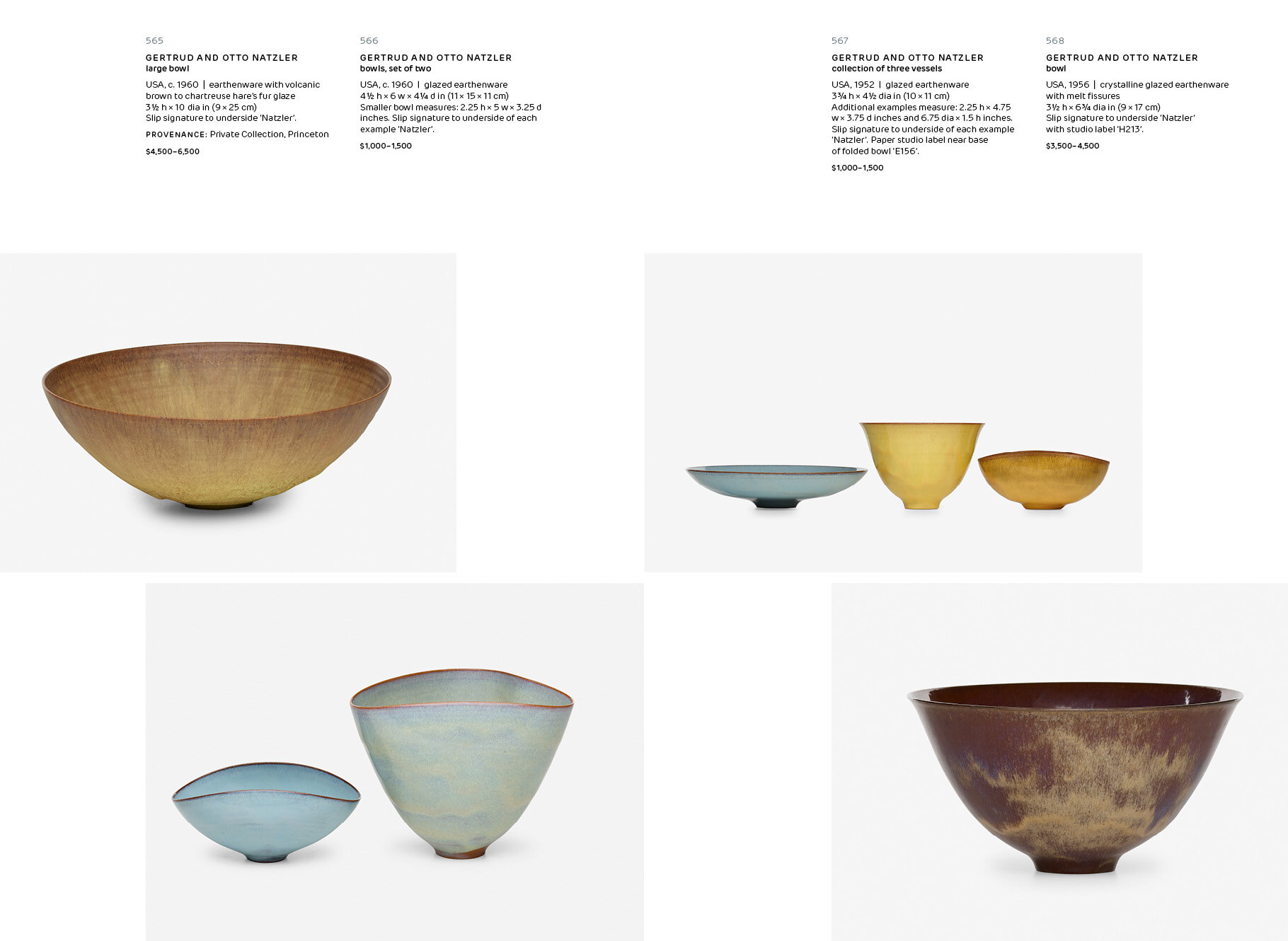 580: GERTRUD AND OTTO NATZLER, Conical bowl with base < Modern