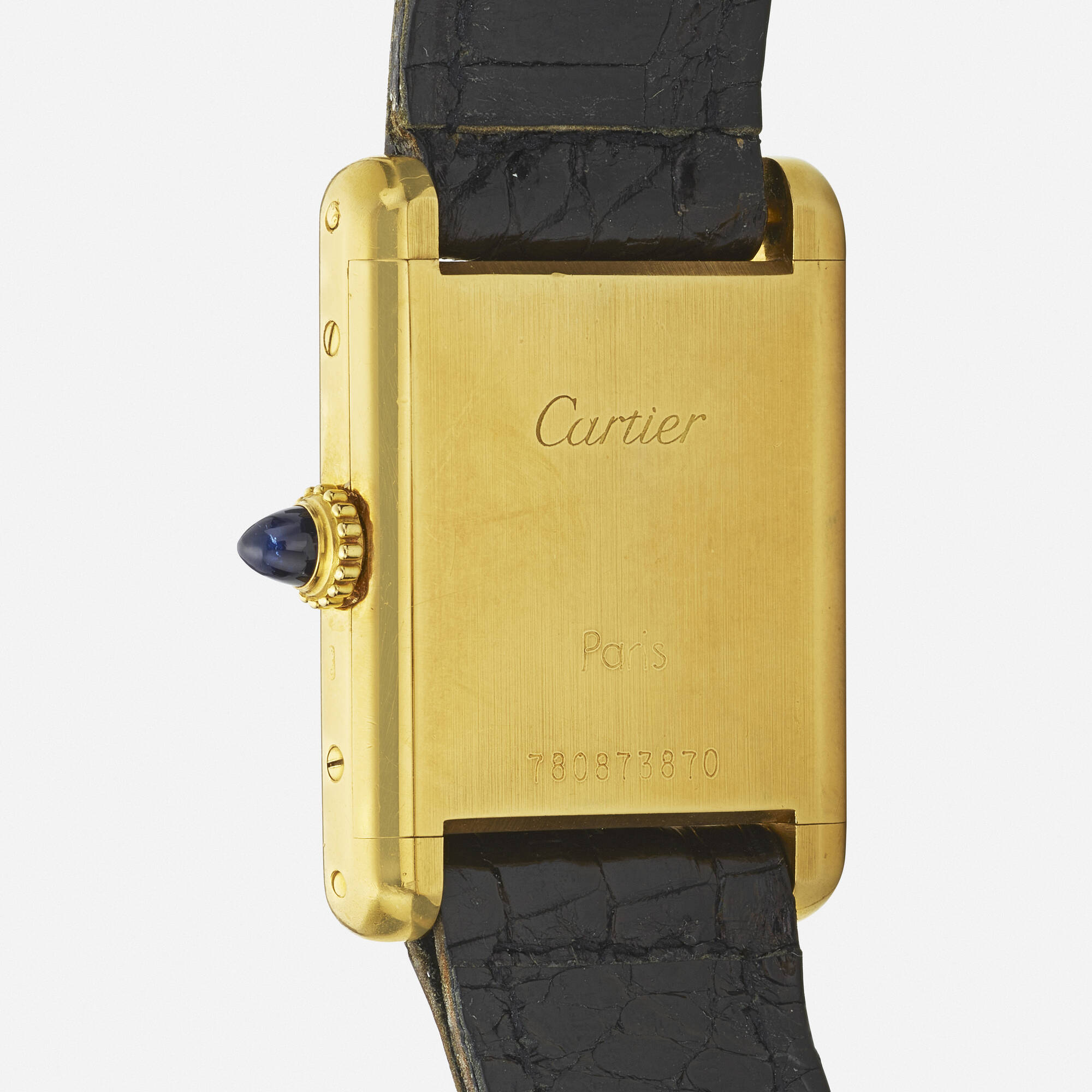 148: CARTIER, 'Tank' gold wristwatch, Ref. 78087 < Watches