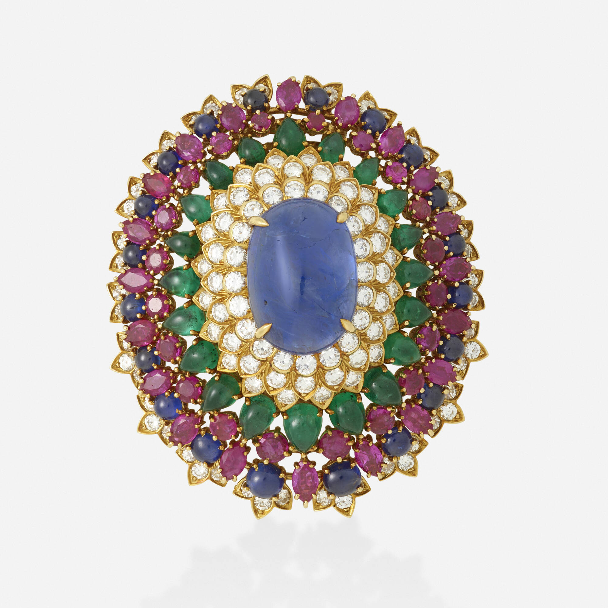 218 DAVID WEBB Sapphire emerald ruby and diamond brooch Holiday Jewels Luxury 29 November 2023 Auctions Rago Auctions