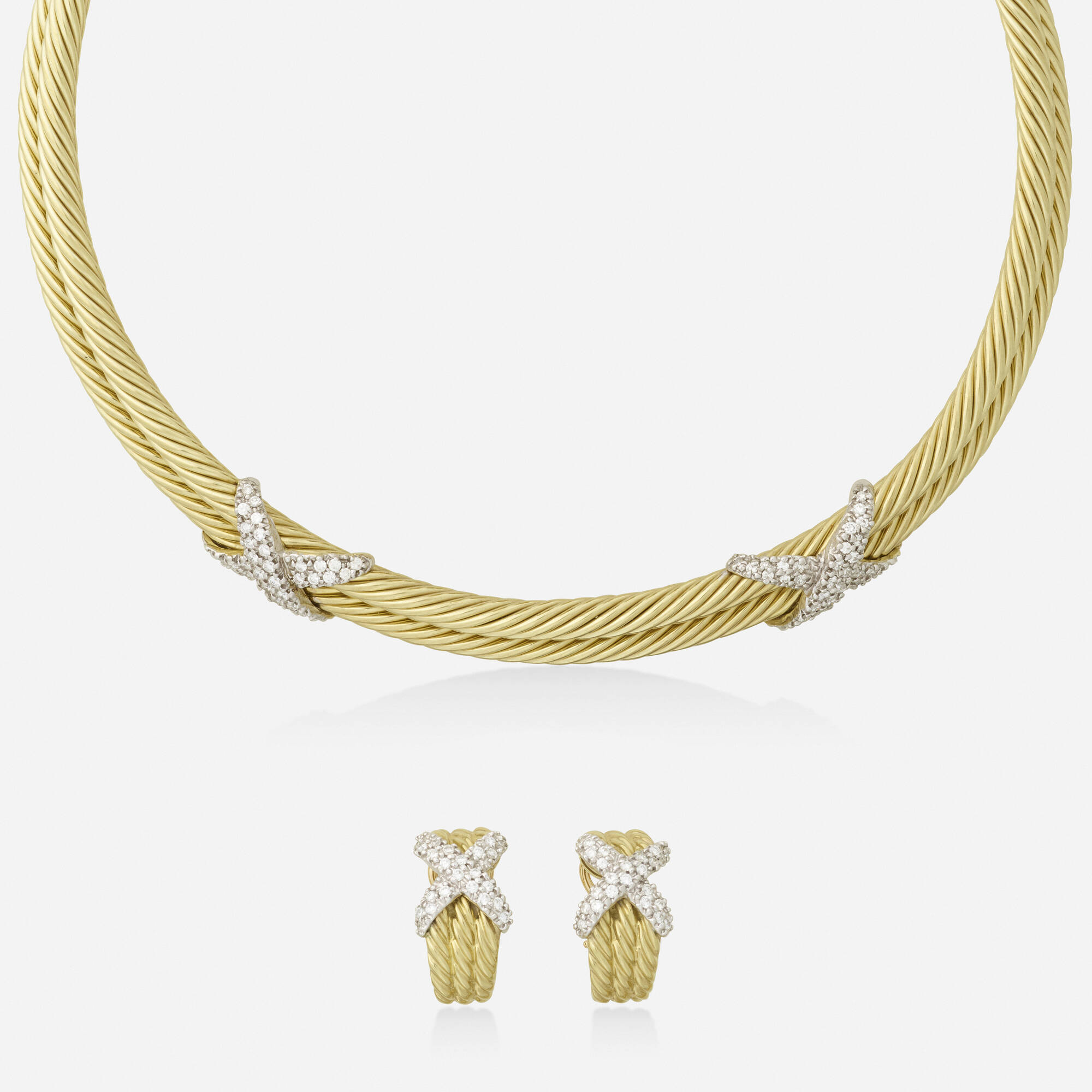 228 DAVID YURMAN Gold and diamond necklace and earrings Spring Jewels 8 May 2024 Auctions Rago Auctions