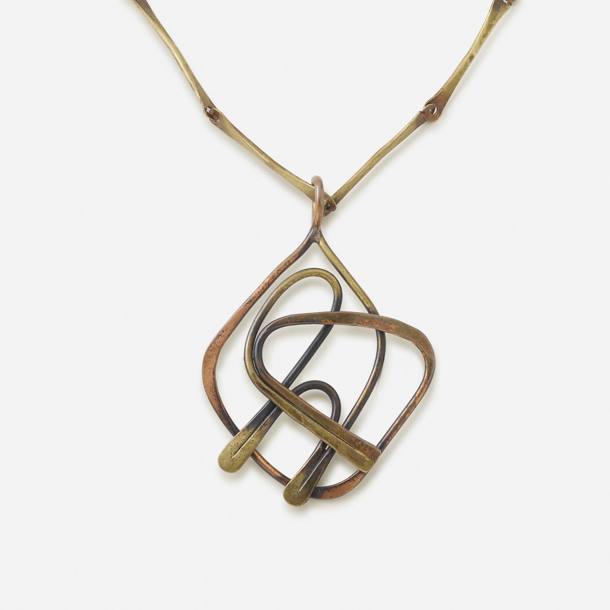 235 ART SMITH Angular copper and brass pendant necklace Fall Jewelry 20 October 2021 Auctions Rago Auctions