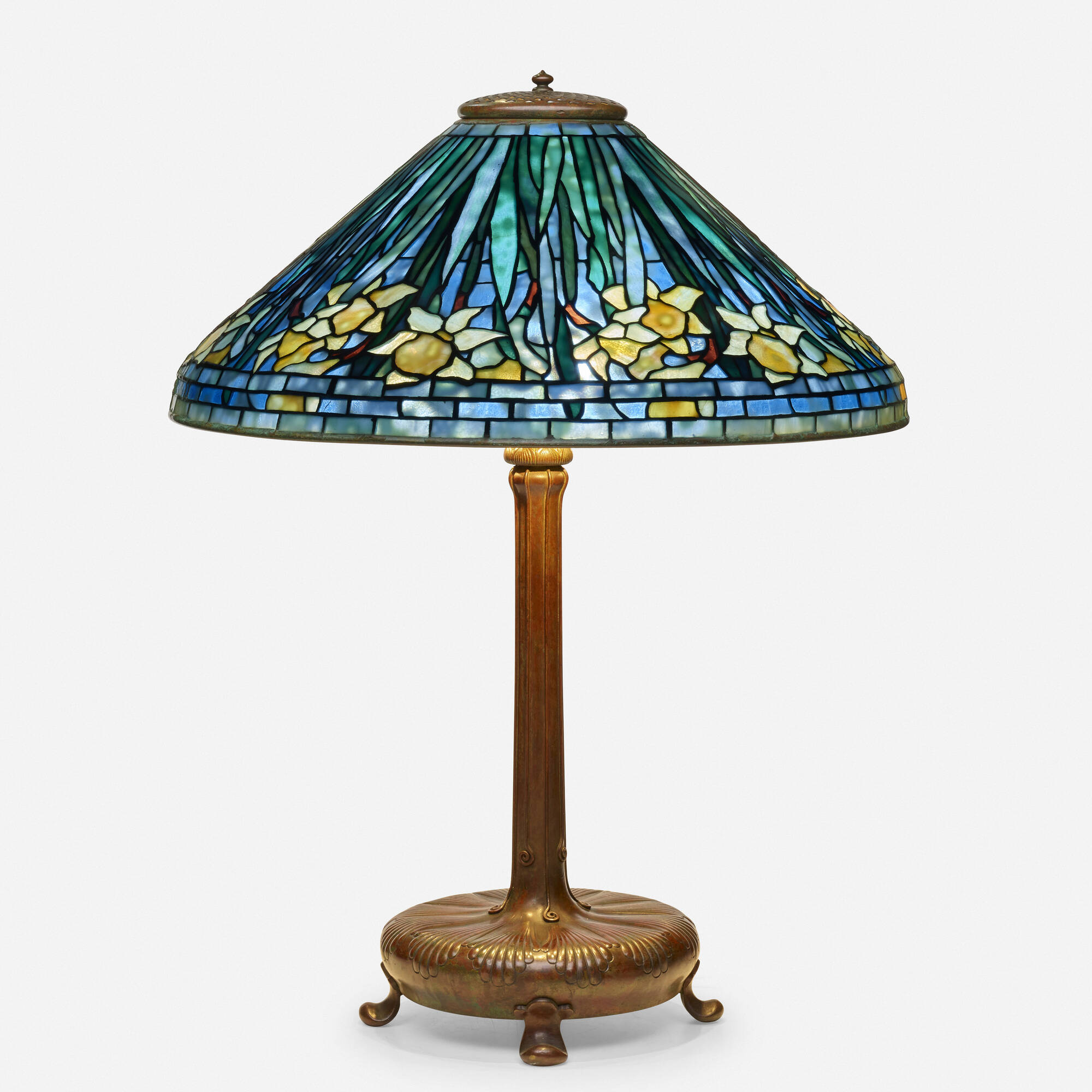 235: TIFFANY STUDIOS, Rare blue Daffodil table lamp < Early 20th Century  Design, 23 September 2021 < Auctions | Rago Auctions