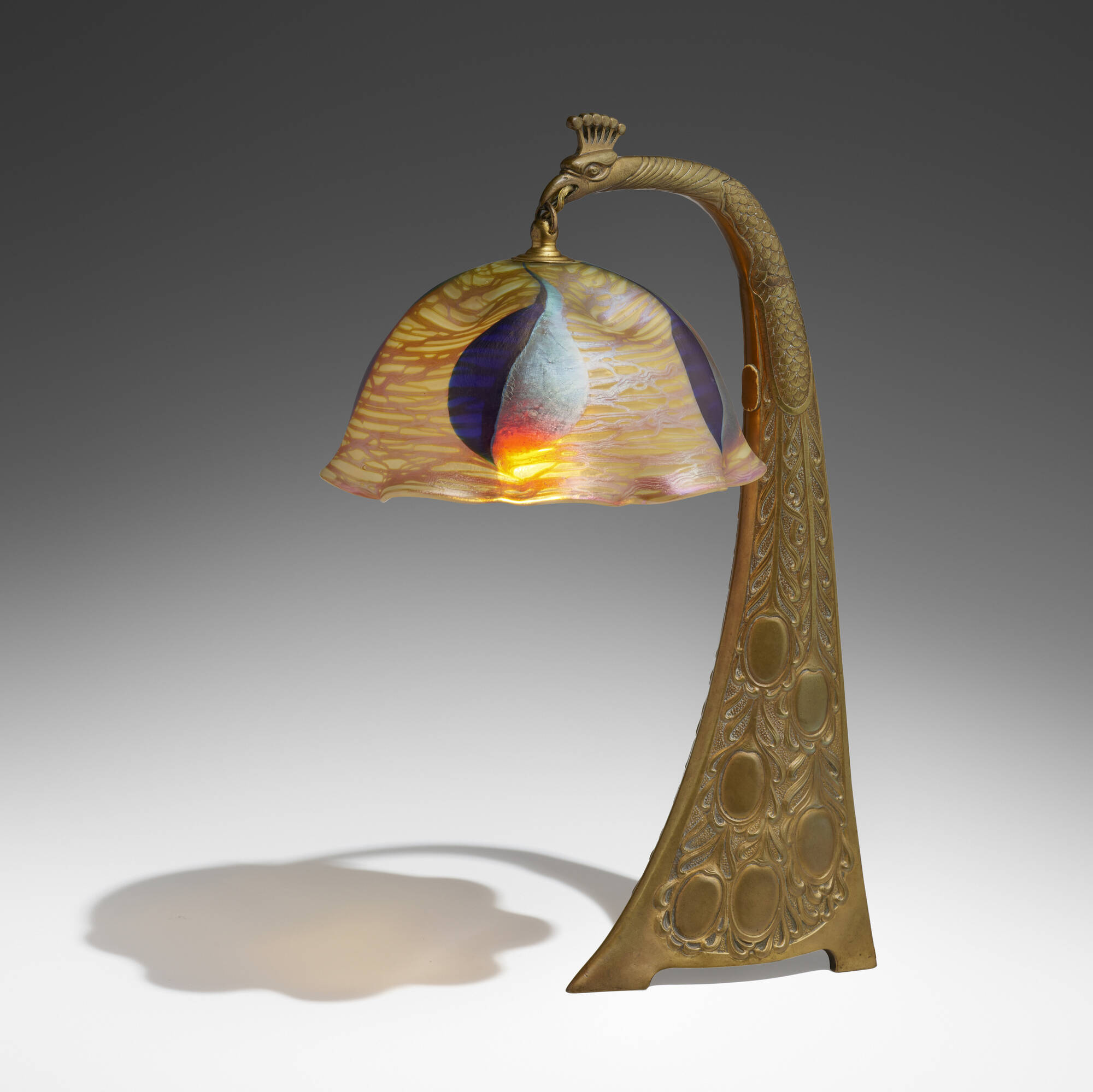 272 LOETZ Phanomen lamp shade with Austrian peacock base Art Nouveau Art Deco Glass Lighting 21 March 2024 Auctions Rago Auctions