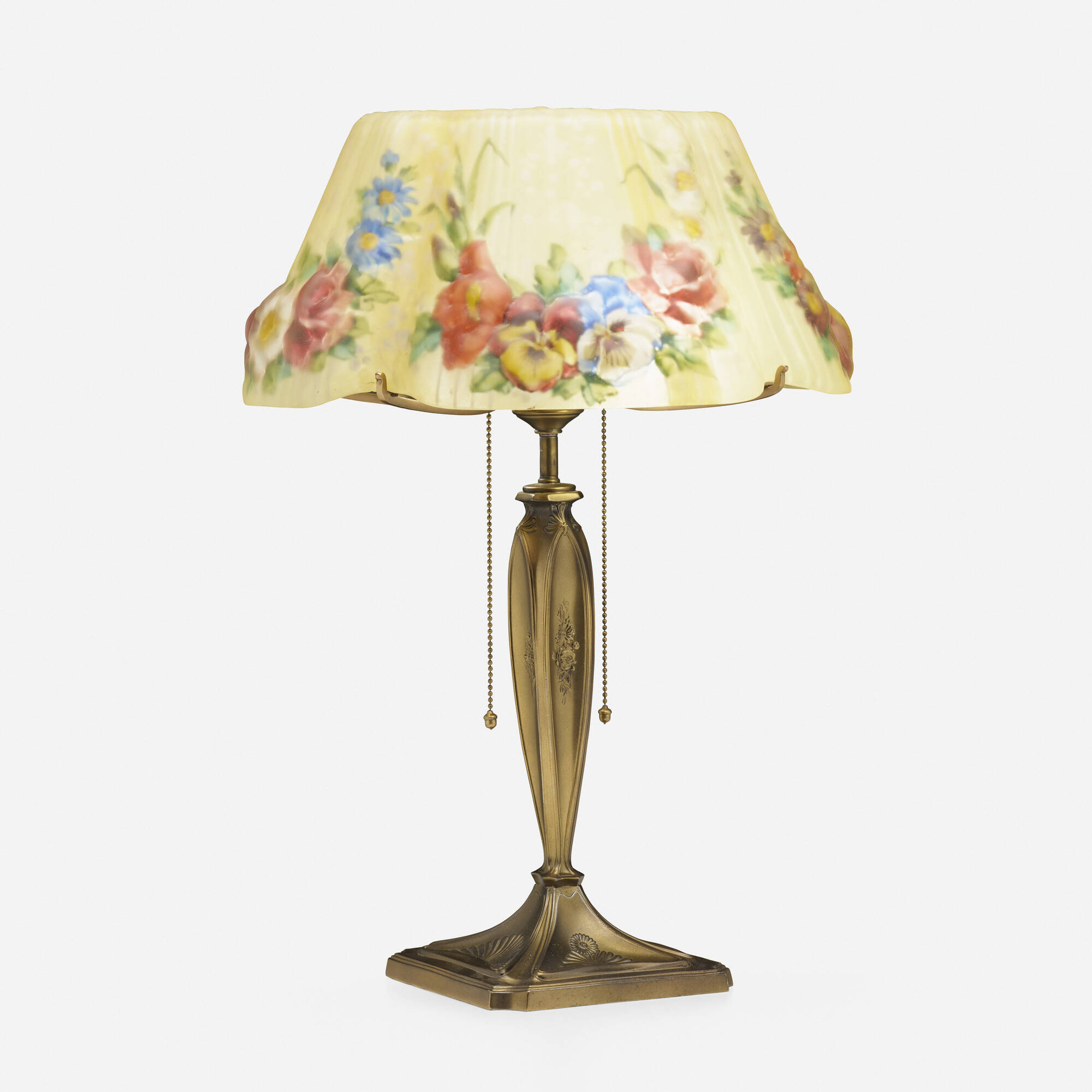 282 PAIRPOINT Puffy table lamp with floral garlands Early 20th