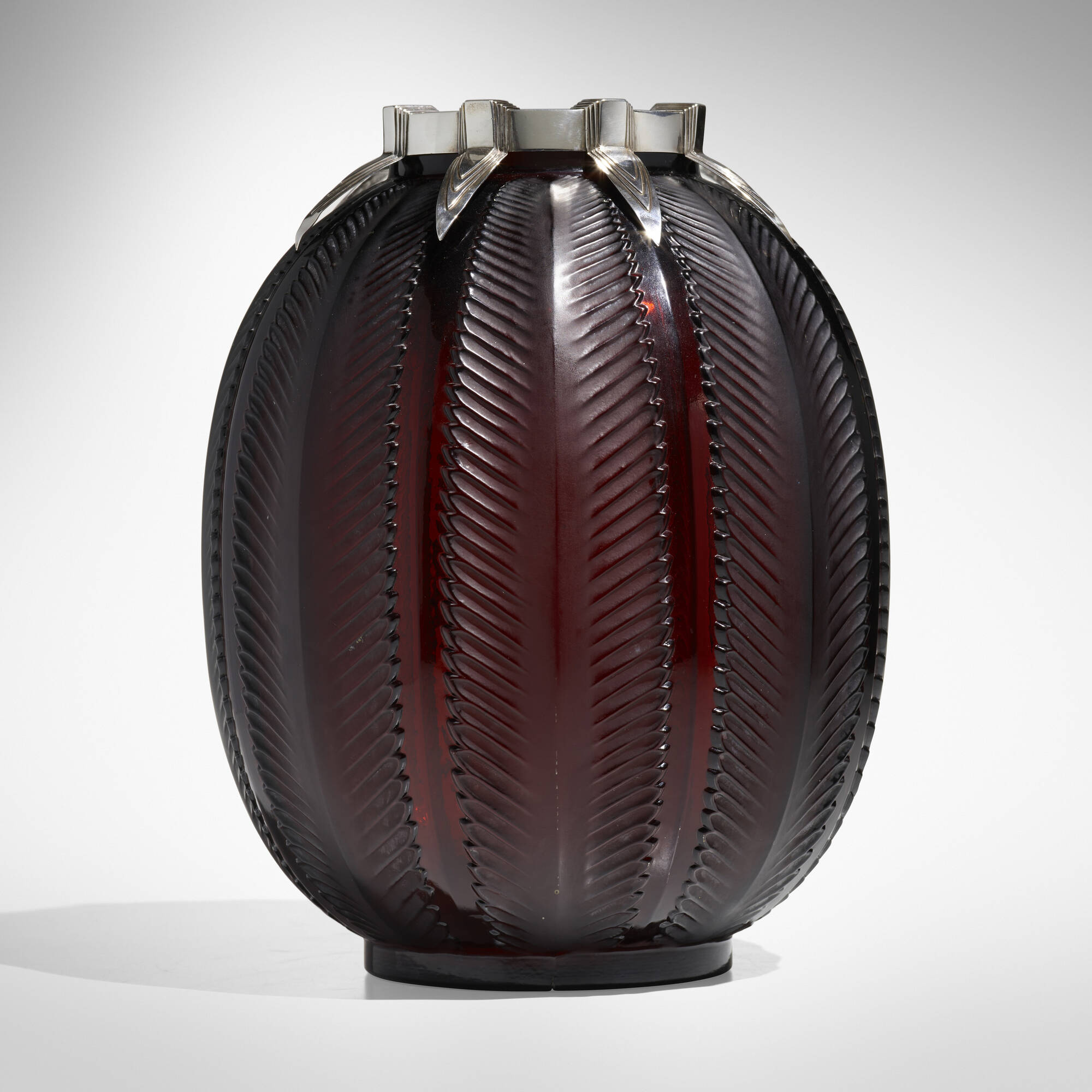 297: RENÉ LALIQUE, Biskra vase with silver mount < Art