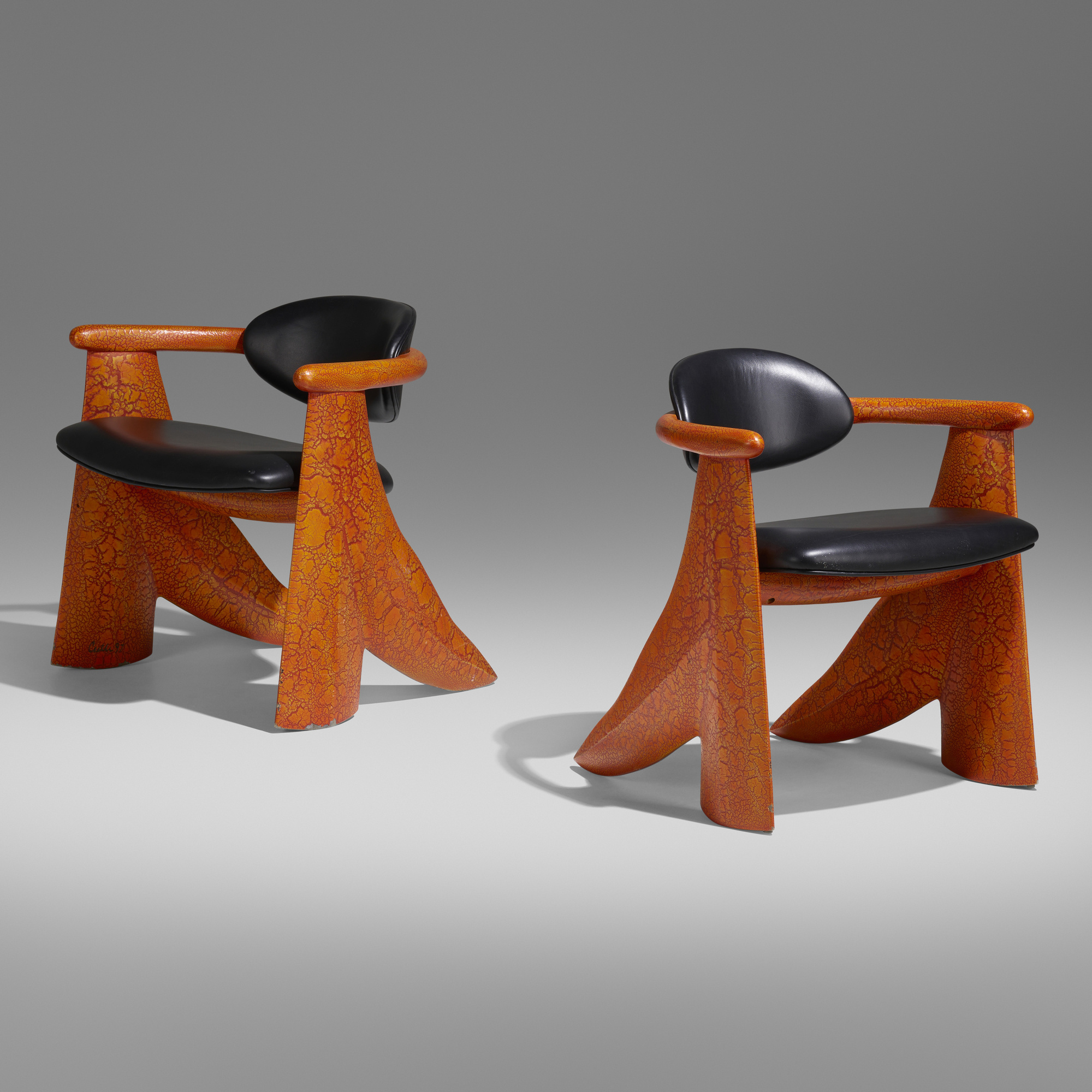 585: WENDELL CASTLE, Chairs, pair < Modern Design, 20 585: WENDELL CASTLE, Chairs, pair < Modern Design, 20